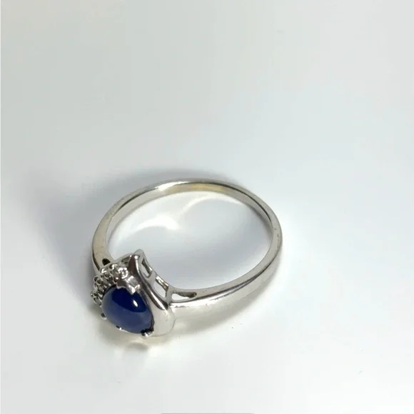 10k Blue Star Sapphire Ring with Diamonds - Picture 4 of 7